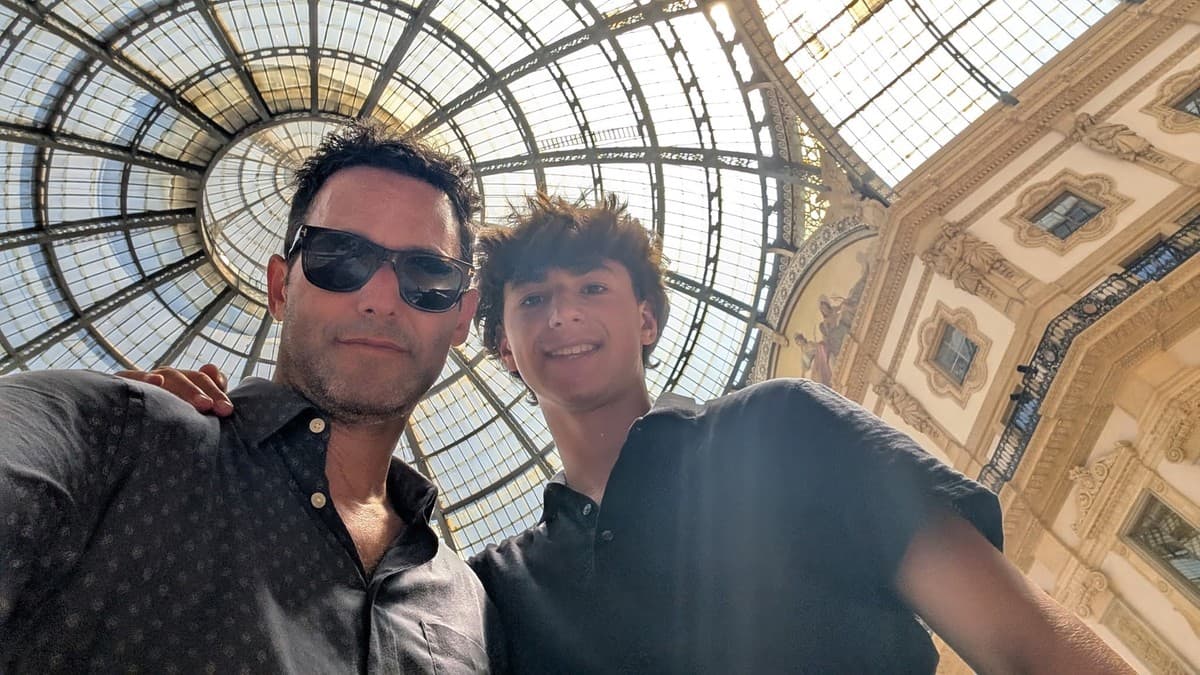 Jason with his son at Galleria Vittorio Emanuele II in Milan